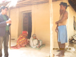 Belbati Bauri sitting at veranda of her house made of mud (second from left)